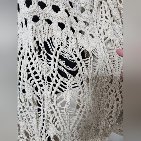 NWOT Natural Life Abigail Duster Cardigan Crochet Open Knit Cotton Blend Boho - Picture 11 of 14
